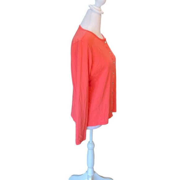 LL Bean Supima Cotton Cardigan Long Sleeve Top Womens Size Small Coral Pink - Picture 5 of 9